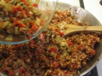 Add the Cooked Vegetable Mixture